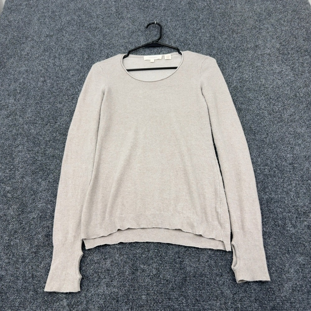 Inhabit Sweater Womens P Beige Cashmere Thumbhole Cuff Crew Neck Minimalist Luxe
